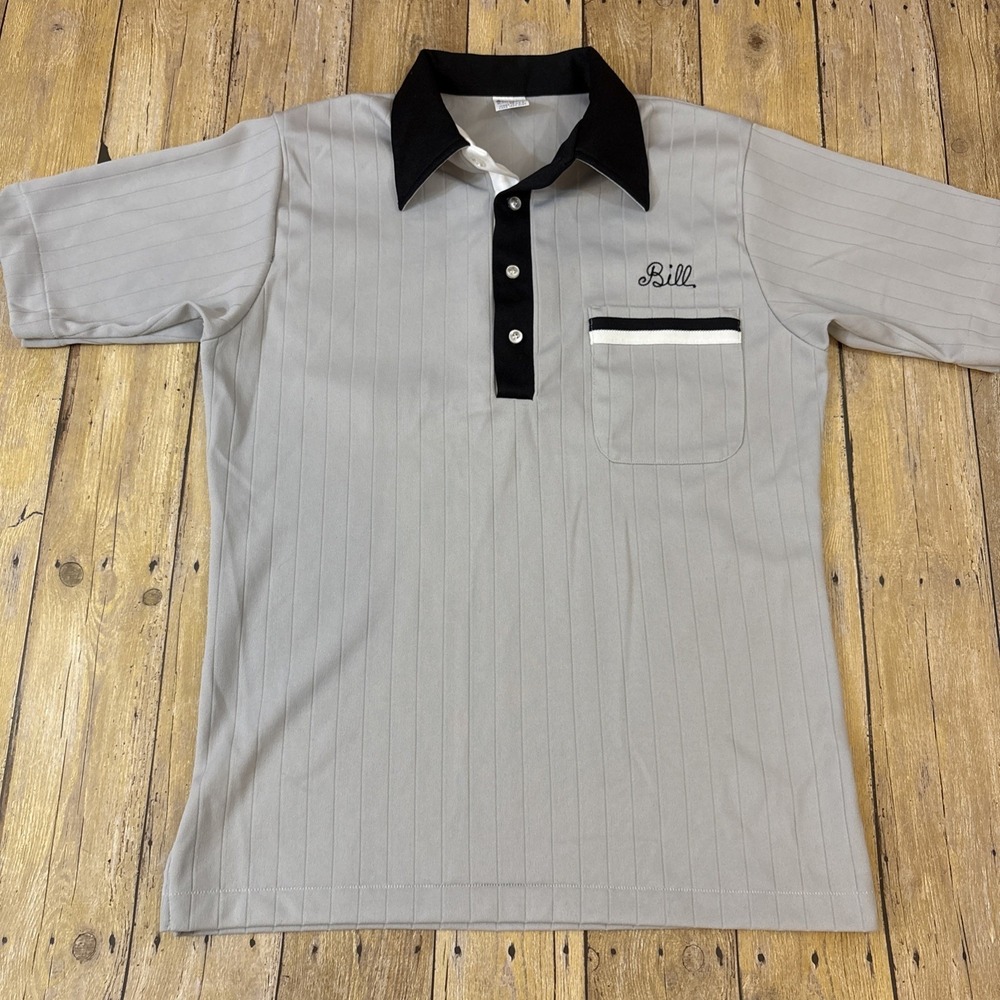 Vintage Hilton Bowling Shirt Polyester Made In USA Medium Bill L&F Insulation